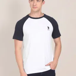 U.S. Polo Assn. White Cotton Regular Fit Colour Block T-Shirt-picture-31