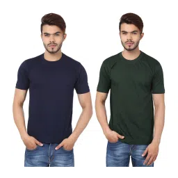 Weardo Navy & Bottle Green Cotton T-Shirt image 1