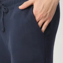 R&B Navy Cotton Regular Fit Printed Trackpants image 4