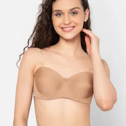 Clovia Beige Half Coverage With Transparent Straps & Band T-Shirt Bra image 1