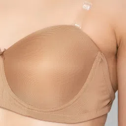 Clovia Beige Half Coverage With Transparent Straps & Band T-Shirt Bra image 5