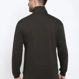 Van Heusen Regular Fit Zip Front Full Sleeve Solid Sweatshirt - Moss Green image 2