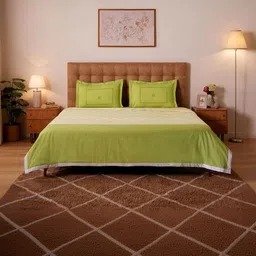 LIVSPACE Cream-Coloured & Lime Green Floral AC Room 110 GSM Dohar-picture-15