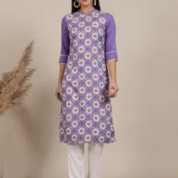 Aurelia Purple & White Regular Fit Floral Print Kurta & Palazzo Set-image-33