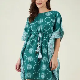 The Kaftan Company Green Printed Kaftan Dress image 1