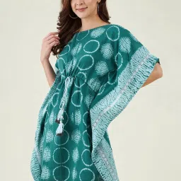 The Kaftan Company Green Printed Kaftan Dress image 3