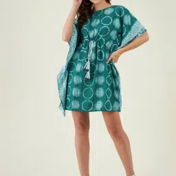 The Kaftan Company Green Printed Kaftan Dress image 4