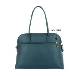 Baggit Teal PVC Solid Bowler Handbag image 2