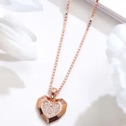 Zavya 925 Silver Heartfelt Elegance Rose Gold Plated Heart Pendant for Women-picture-12