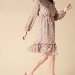 Gipsy Purple Georgette Printed Fit and Flare Dress image 3