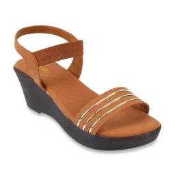Walkway Women's Tan Ankle Strap Wedges image 2