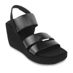 Metro Women's Black Ankle Strap Wedges image 2