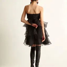 Cover Story Black Regular Fit Skater Dress image 2