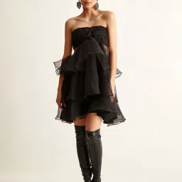 Cover Story Black Regular Fit Skater Dress image 1