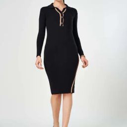 Annabelle by Pantaloons Black Plain Bodycon Dress-picture-36