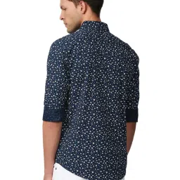 Being Human Navy Blue Cotton Slim Fit Floral Print Shirt image 2