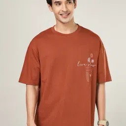 People By Pantaloons Brown Cotton Regular Fit T-Shirt-picture-44