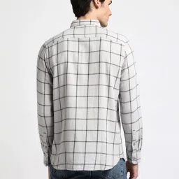 The Bear House Light Grey Slim Fit Check Cotton Shirt image 2