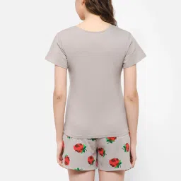 Clovia Grey Cotton Printed Top With Shorts image 2