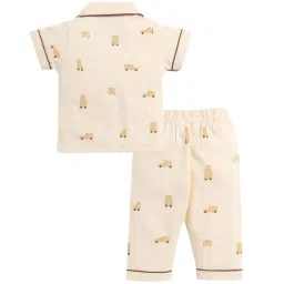 Clt.s Kids Cream Printed Shirt with Pyjamas image 2
