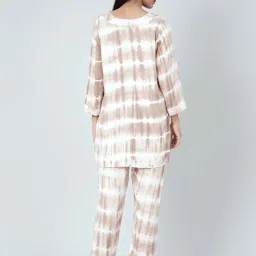 First Resort By Ramola Bachchan Beige And White Tie-Dye Lounge Set image 2