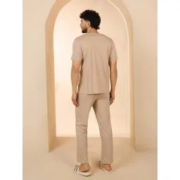 Sweet Dreams Beige Regular Fit Geometric Lounge Set image 2