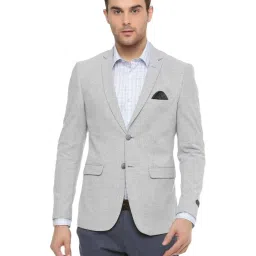 Louis Philippe Sport Light Grey Cotton Slim Fit Self Pattern Blazer image 1
