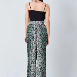 First Resort By Ramola Bachchan Green Animal Print Knife Pleated Palazzo image 2