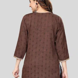 Saree Swarg Brown Woven Pattern Straight Short Kurti image 2