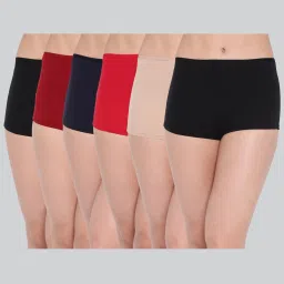 Lyra Assorted Color Cotton Boy Shorts Panties - Pack Of 6 image 2