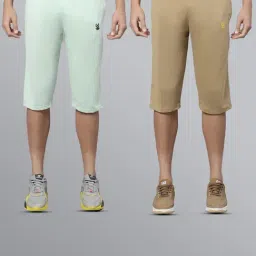 Vimal Jonney Mint Green & Brown Regular Fit Lounge Capris- Pack of 2-picture-12