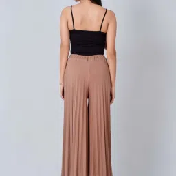 First Resort By Ramola Bachchan Caramel Brown Wide Leg Pleated Palazzo image 2