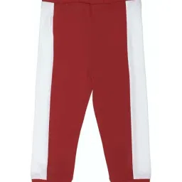 allen solly junior Allen Solly Kids Maroon & White Cotton Color Block Trackpants image 2