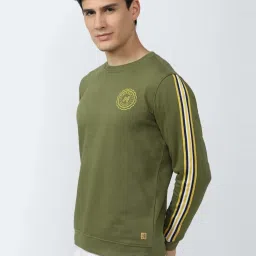 Academy By Van Heusen Green Slim Fit Striped Sweatshirts image 3