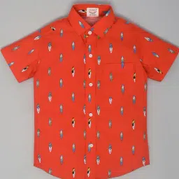 YOUMAA Boys Red Cotton Graphic Shirt-image-16