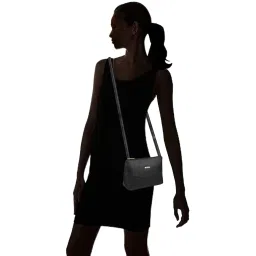 Metro Black Textured Medium Sling Handbag image 2