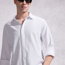 WROGN Self Striped Pure Cotton Casual Shirt-picture-33