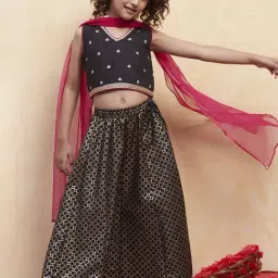 Biba Girls Black Printed Lehenga Sets image 4