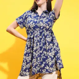Oxolloxo Navy Floral Print Tunic-image-3