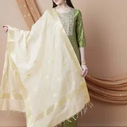Melange By Lifestyle Off White Woven Dupatta-picture-24