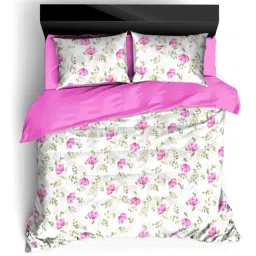 Ariana Tuscany Floral Pink 300 TC Cotton Super king Bedsheet with 2 Pillow Covers-image-82