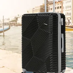 Teakwood Leathers Black Geometric Large Hard Sided Checked Luggage-picture-44