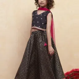 Biba Girls Black Printed Lehenga Sets image 3