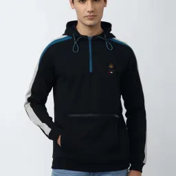 Van Heusen Sport Black Regular Fit Colour Block Hooded Sweatshirts image 1