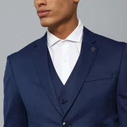 Allen Solly Blue Slim Fit Self Pattern Three Piece Suits image 4