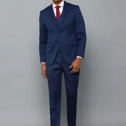 Allen Solly Blue Slim Fit Self Pattern Three Piece Suits image 1