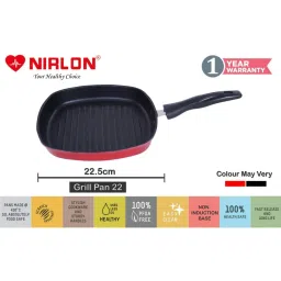 Nirlon Red Aluminium Non-Stick Fry Pan Appachatti and Grill Pan Heat Resistance Cookware Set of 3 image 4