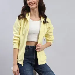 Monte Carlo Yellow Cotton Blend Solid Full Sleeve Sweatshirt image 5