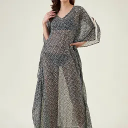 The Kaftan Company Black Printed Kaftan Cover Up image 1