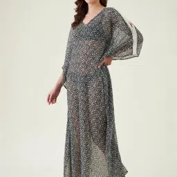 The Kaftan Company Black Printed Kaftan Cover Up image 3